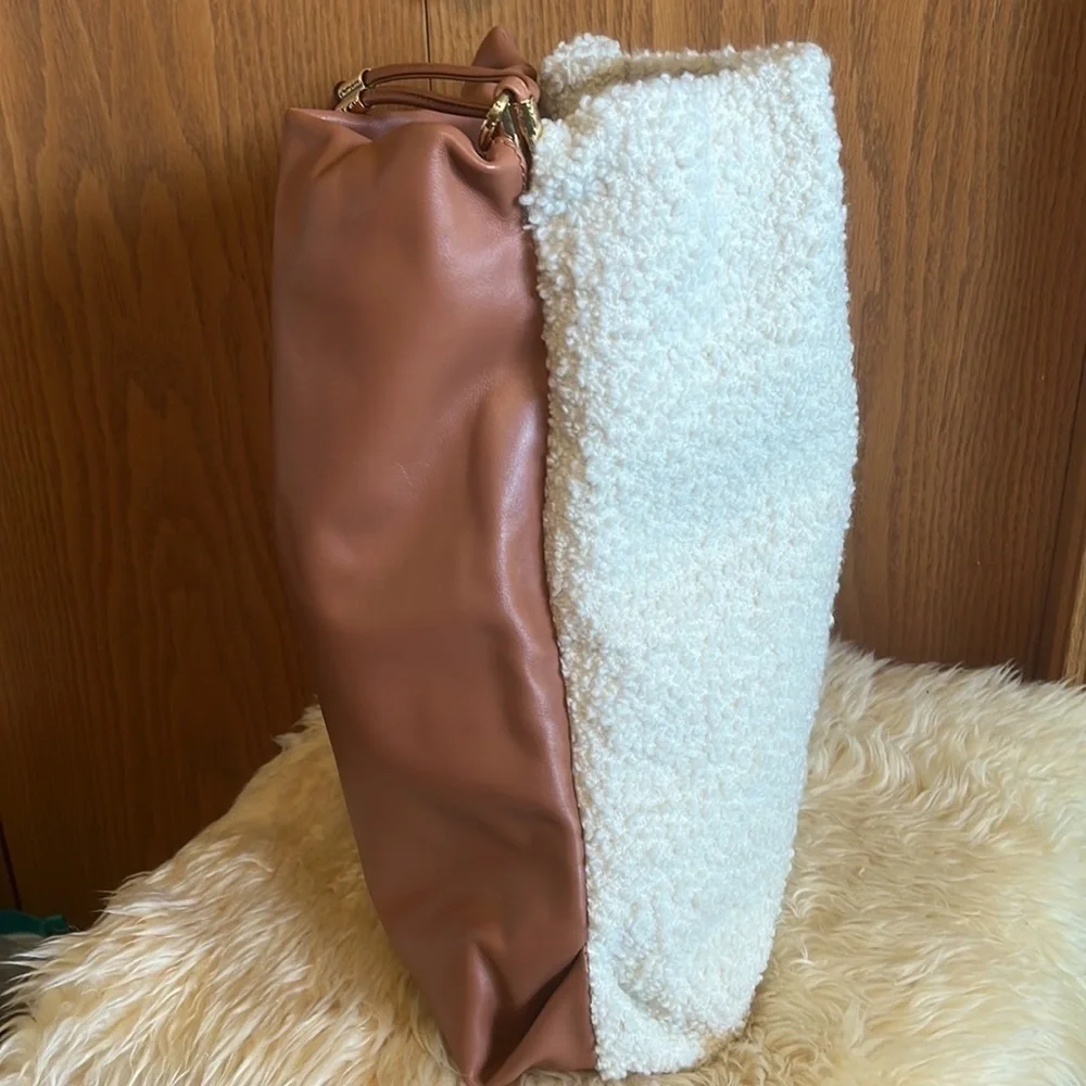 Ulla Johnson Brown Remy Large Shoulder Tote With Cream Boucle